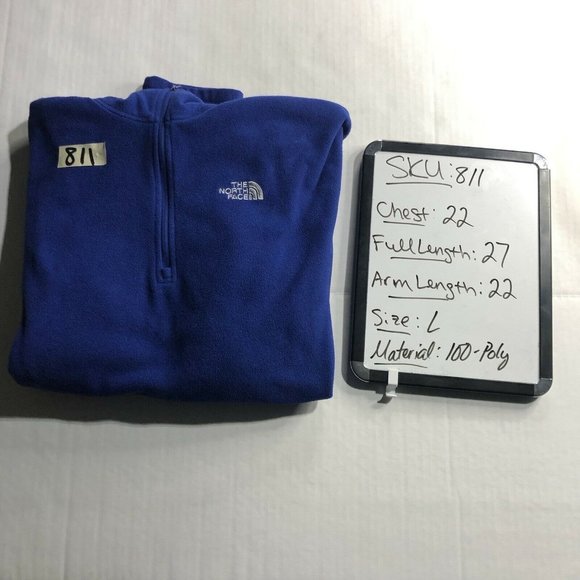 The North Face Mens Size Large Blue Long Sleeve Fleece 1/4 Zip Sweater - Picture 6 of 6